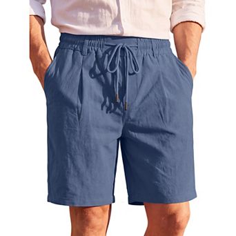 Men's Drawstring Linen Shorts Elastic Waist for Beach Vacation