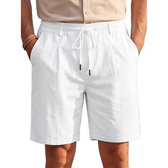 Men's Drawstring Linen Shorts Elastic Waist for Beach Vacation