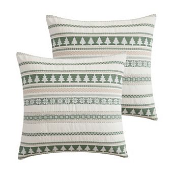 Levtex Home Pine Tree Jacquard 2 pc Euro Sham Set