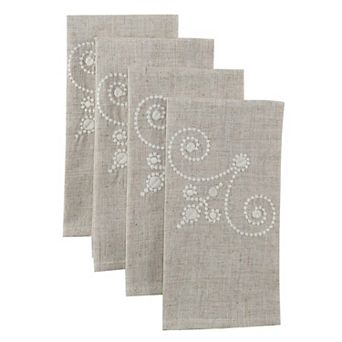 Lenox 4 pc French Perle Embroidered Napkins Set