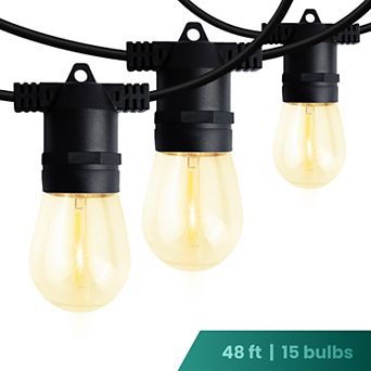 Techko 48-ft. 15-Bulb LED Outdoor Patio String Lights