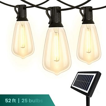 Techko Solar 52-ft. 25-Bulb LED String Lights with USB Charging
