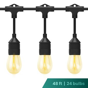 Techko 48-ft. 24-Bulb LED Outdoor Patio String Lights