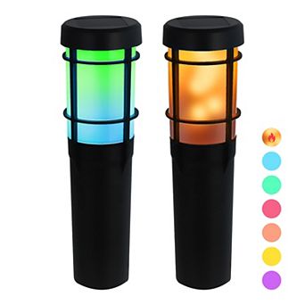 Techko 2-Pack Solar RGB Torch Lantern Pathway Lights