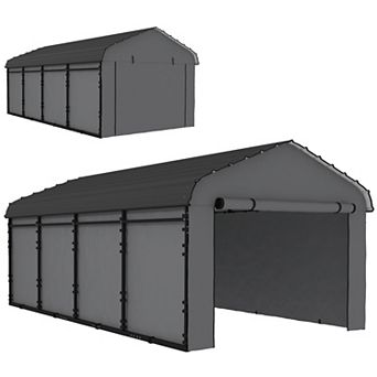Outsunny 12ft x 20ft Metal Carport with Metal Roof and Removable Sidewalls