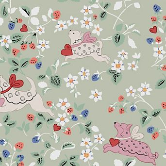 Cath Kidston Puppy Dream Floral Sage Wallpaper