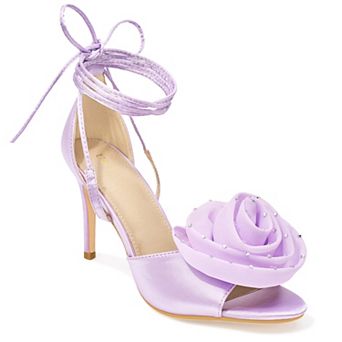 Women's Rhinestone Flower Lace Up Stiletto Heel Sandals