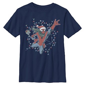 Boys 6-20 Marvel Spider-Man Christmas Lights Web Graphic Tee