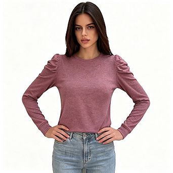 Long Sleeve Top Womens Crew Neck Puff Sleeve Casual For Daily Dating Shopping Weekend Wear