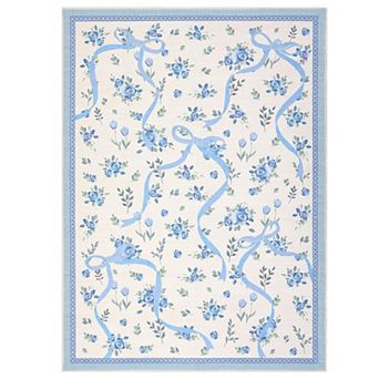 Bow Floral Area Rug Machine Washable Non-Slip Soft Carpet for Living Room Bedroom Girls Room