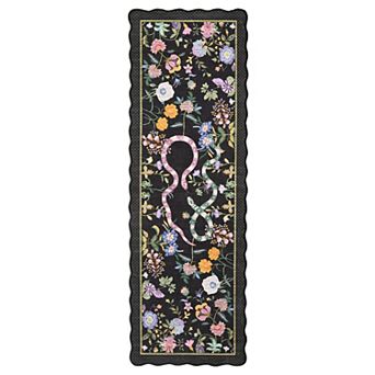 Vintage Snake Floral Area Rug Machine Washable Non-Slip Low-Pile Carpet for Bedroom Hallway Porch
