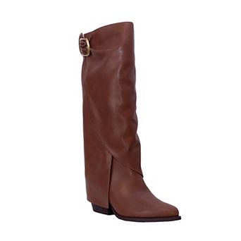 Yoki Women's Faux Leather Knee-High Flap Boots