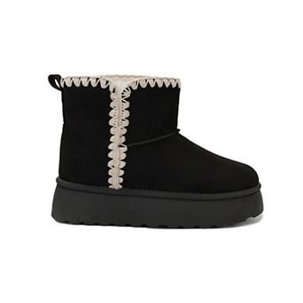 Yoki Women's Stitch Embroidered Platform Bootie