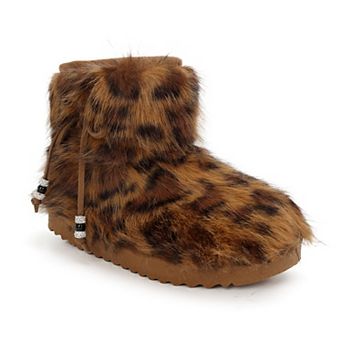 Yoki Women's Fuzzy Faux Fur Cozy Tie Bootie