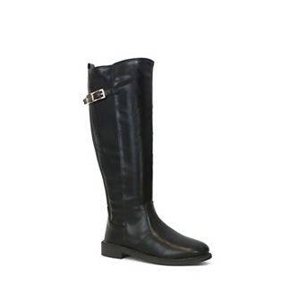 Yoki Erin Women's Tall Faux Leather Buckle Boots