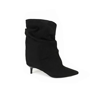 Yoki Women's Faux Suede Slouch Kitten Heel Booties