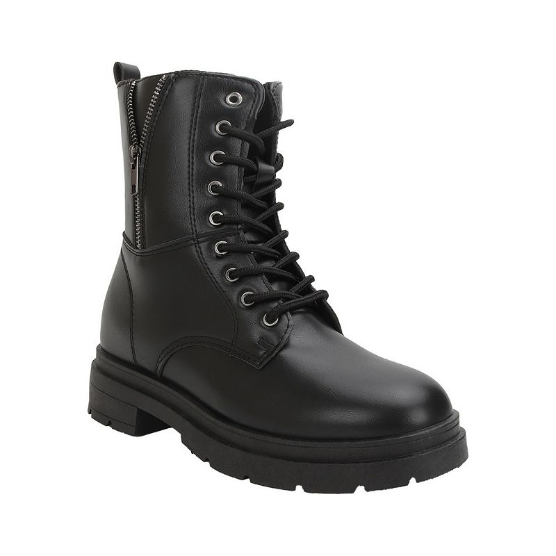Yoki Women's Zip Faux Leather Combat Boots,