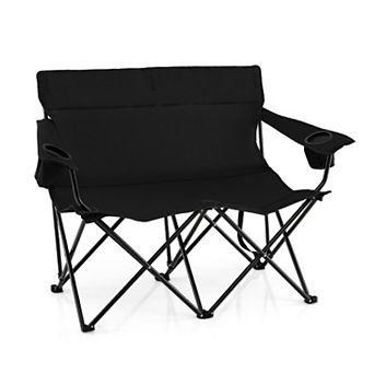 Double Camping Chair 2 Person Outdoor Folding Loveseat with Cup Holders