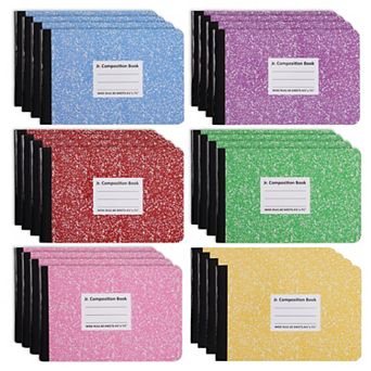 24 Pack Colorful Marble Pocket Journals Wide Ruled School Notebooks