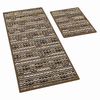 2 pc Non Slip Kitchen Rug Set Thick Stain Resistant Washable Vintage Floor Mats