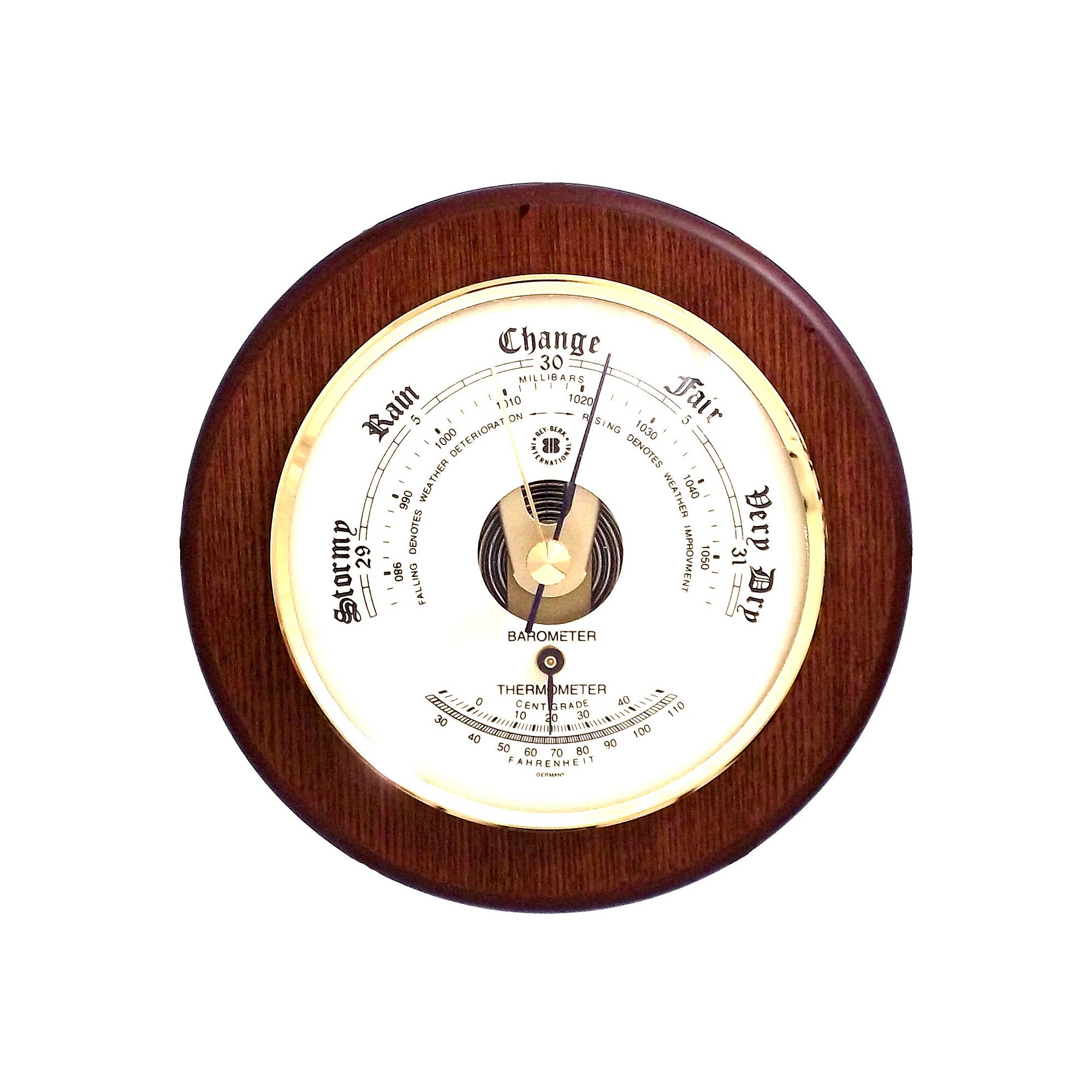Wood Multifunction Vintage Wall Barometer, Red