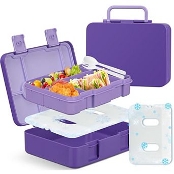 6 Compartment Leak Proof Bento Box With Removable Ice Pack Dishwasher Freezer Safe