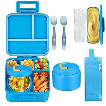 5 Compartment Bento Box Set With Soup Thermos Insulated Lunch Bag Utensils Ice Pack
