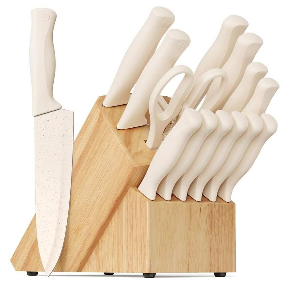 MOEPLSY 15-Piece Kitchen Knife Block Set, German Stainless Steel