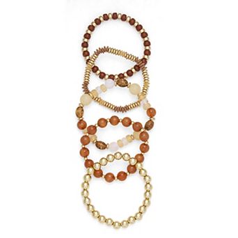 Emberly Gold Tone 5 pc Beaded Stretch Bracelet Set