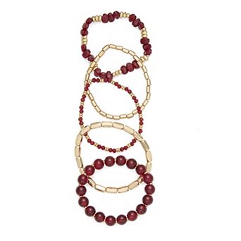 Emberly Gold Tone 5 pc Beaded Stretch Bracelet Set