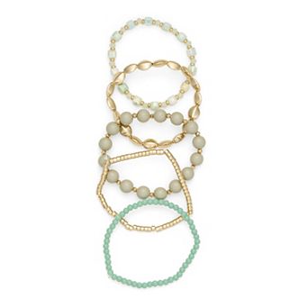 Emberly Gold Tone 5 pc Beaded Stretch Bracelet Set