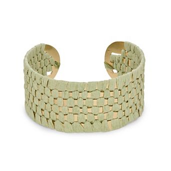 Emberly Gold Tone Polished Iron & Polyester Mixed Media Cuff Bracelet