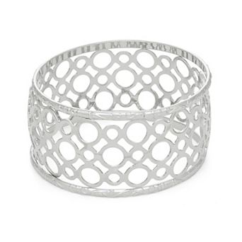 Emberly Silver Tone Cutout & Filigree 3 pc Bangle Bracelet Set