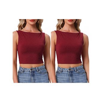 2 Packs Crew Neck Tops for Women's Tweed Sleeveless Tank Top