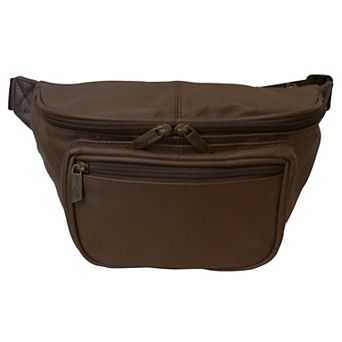 AmeriLeather Jumbo Size Leather Fanny Pack with Multiple Compartments
