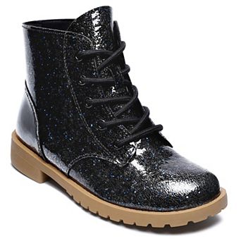 HOMEHOT Girls Glitter Ankle Boots Side Zipper & Lace Up Boot for Toddler/Little Kid/Big Kid