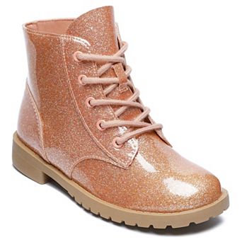 HOMEHOT Girls Glitter Ankle Boots Side Zipper & Lace Up Boot for Toddler/Little Kid/Big Kid