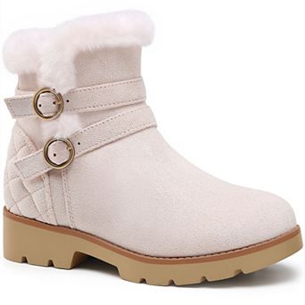 HOMEHOT Girls Ankle Boots Snow Winter Warm Shoes for Little Big Kids