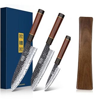 HOSHANHO 4 pc Japanese VG-10 Super Steel Knife Set with 16 in Magnetic Knife Strip