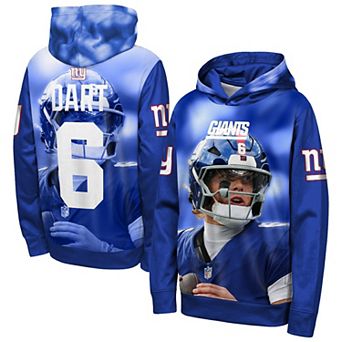 Youth Outerstuff Jaxson Dart Royal New York Giants Peak Performance Name & Number Hoodie