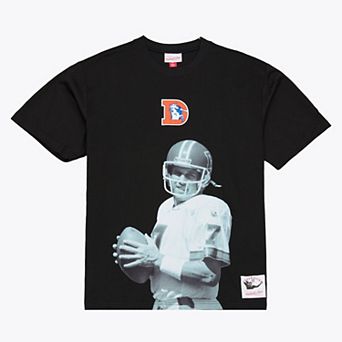 Men's Mitchell & Ness John Elway Black Denver Broncos Retired Solo Player T-Shirt