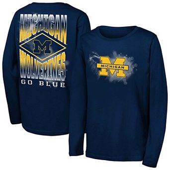 Youth Outerstuff Navy Michigan Wolverines Full Steam Long Sleeve T-Shirt
