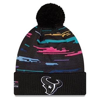 Men's New Era Black Houston Texans 2026 NFL Crucial Catch Cuffed Knit Hat with Pom