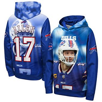 Youth Outerstuff Josh Allen Royal Buffalo Bills Peak Performance Name & Number Hoodie