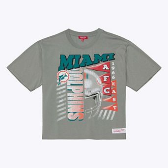 Women's Mitchell & Ness Gray Miami Dolphins Street Graphic Boxy Cropped T-Shirt