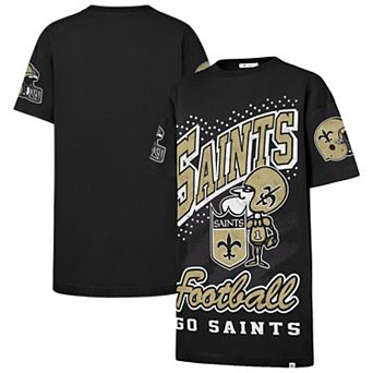 Women's '47 Black New Orleans Saints Oversized Gemstone Swash T-Shirt Dress