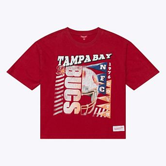 Women's Mitchell & Ness Red Tampa Bay Buccaneers Street Graphic Boxy Cropped T-Shirt