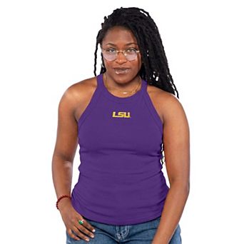 Women's ZooZatz Purple LSU Tigers Tri-Blend Racerback Ribbed Tank Top