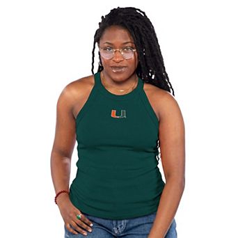 Women's ZooZatz Green Miami Hurricanes Tri-Blend Racerback Ribbed Tank Top