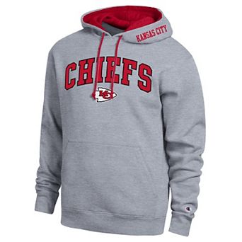 Men's Champion Heather Gray/Red Kansas City Chiefs Contrast Hoodie